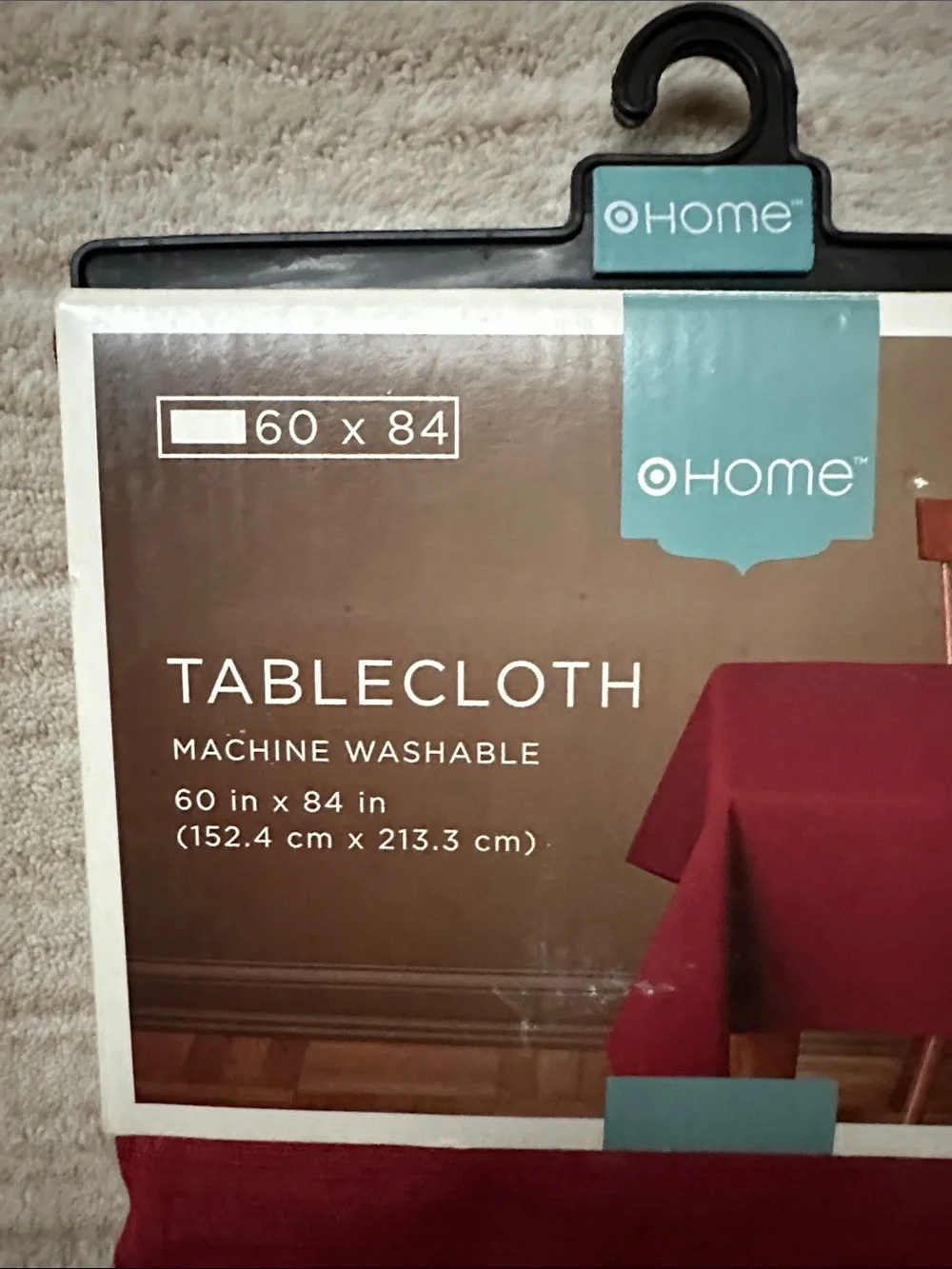 NWT Target Home Tablecloth Red Cotton Polyestery Size 60” x 84”